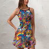 Cat Kaleidoscope Ladies Personality Slim Sling Dress