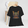 Psychedelic Whiskers: Vibrant Cat Mandala Tee
