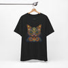 Psychedelic Whiskers: Vibrant Cat Mandala Tee