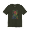 Mystic Garden Cat T-Shirt: Vibrant Feline Flourish